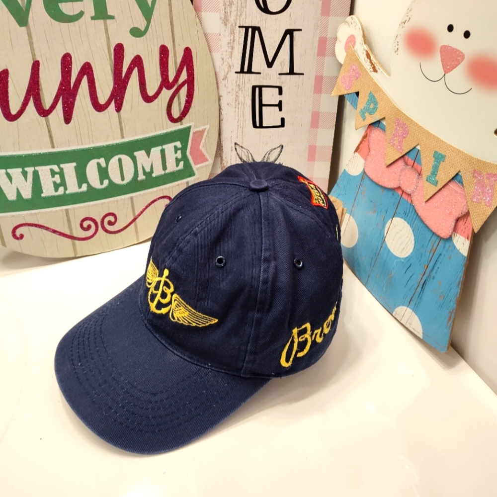 💙 Vintage Breitling Unisex Wear Cotton Adjustable Baseball Cap, Navy & Gold, OS